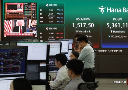 [포토] 트럼프의 입에 폭락하는 코스피