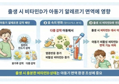 '출생 시 비타민D 부족' 아동기 면역 기능 영향 미쳐