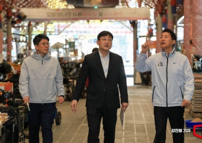 [포토] 서울중앙시장 방문한 오세훈 서울시장