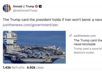 트럼프 협상결렬 후 침묵…SNS에선 '이란 해상봉쇄' 기사 공유