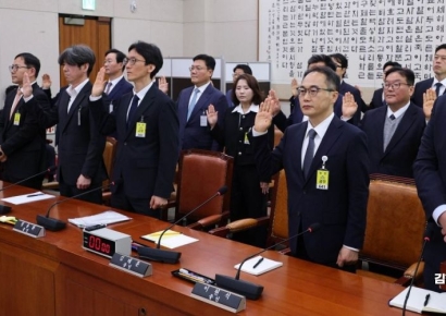 [포토] 조작기소 국조특위, 이원석 전 검찰총장 등 증인 선서