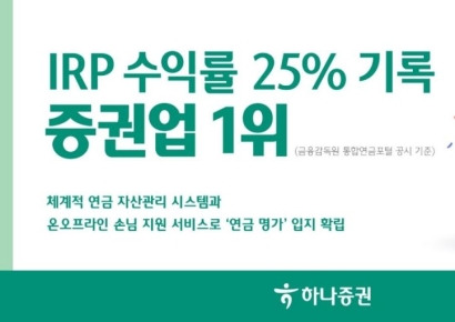 하나증권, IRP 수익률 25% 기록…증권사 1위