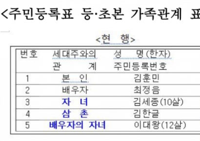 '배우자의 자녀', '자녀' 모두 '세대원'으로 표기…"재혼가정 보호"