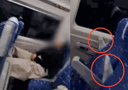 "이상한 냄새에 깼다"…KTX 앞좌석에 두 다리를 '척'