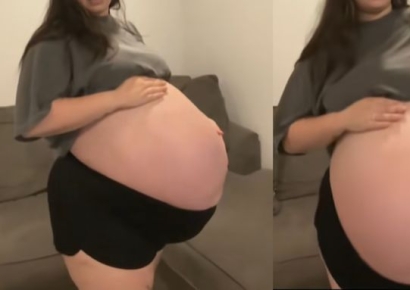 "다섯쌍둥이 아니라고? 남편이 사과해야" 조회수 2200만 폭발한 임신부의 거대한 배 화제