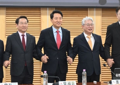 [포토] 범야권 수도권 후보들 "범죄 삭제 특검"…공동 투쟁 선언