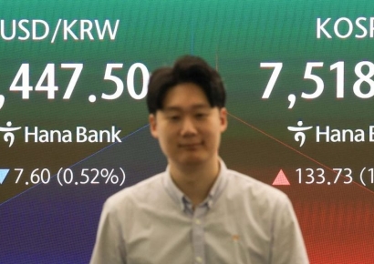 '7500 넘본다' 코스피, 역대 최고치 마감