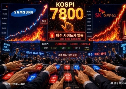 '7800선 터치' 코스피, 매수 사이드카 발동…불타는 '삼전닉스'