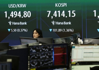 외국인 '팔자'…7400선 내준 코스피