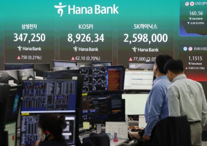 [속보]코스피, 장중 사상 첫 9000 돌파
