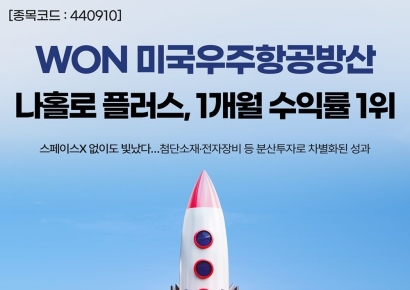 우리운용, WON 미국우주항공방산 1개월 수익률 1위