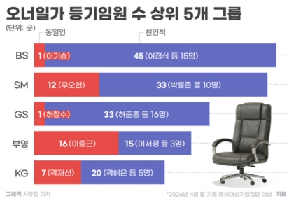 대기업 85곳 오너家 등기임원 겸직…'족벌 경영' 고착화 우려