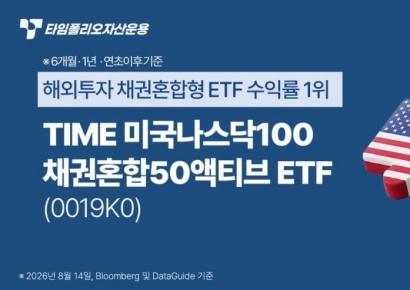 TIME 미국나스닥100채권혼합50액티브, 해외투자 채권혼합형 ETF '최고 수익률'