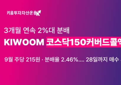 키움운용, 'KIWOOM 코스닥150커버드콜액티브 ETF' 9월 분배금 215원 지급 