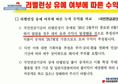 국민연금 "리밸런싱 유예해서 초과수익 발생"[2026 국감] 