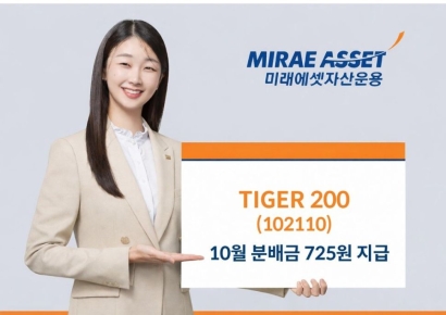 미래에셋운용, 'TIGER 200 ETF' 10월 주당 725원 분배