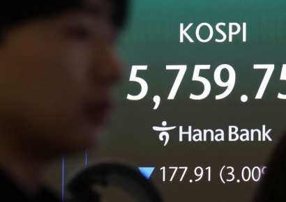 코스피, 기관·외국인 매도세에 장중 4%대 약세