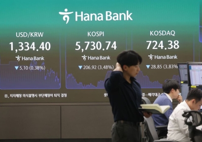 코스피, 외국인 1.6조 순매도에 하락…5730선 마감